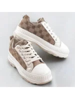 Svetlo béžové tenisky trampky s vyššou podrážkou (S067)