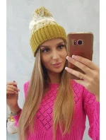 Dámska čiapka s brmbolcom Abigail K326 kiwi+ecru