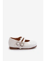 Lakierowane Balerinki Dziecięce Z Paseczkami Białe Margenis