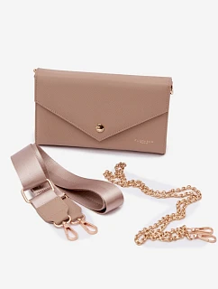 Kabelka Clutch Peněženka 2v1 S Odnímatelným Páskem Béžová Pauline