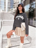 AURORA dámsky pruhovaný sveter čierny FashionStreet MY2074