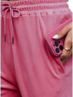 Dámske velúrové ružové tepláky FashionStreet UY2839 Dámske velúrové ružové tepláky FashionStreet UY2839