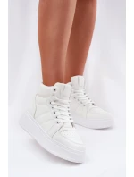 Wysokie Sneakersy Damskie Na Platformie Białe Tillive