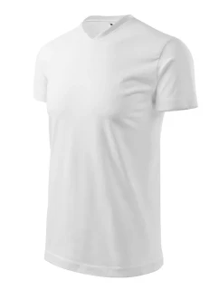 Ťažké tričko s výstrihom do V unisex biele