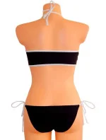 Dámske plavky dvojdielne sexi bikiny Sultry polstrované košíčky zdobené bielymi lemami čierne - Čierna - OEM