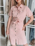LOVE ME MIDI midi košeľové šaty ružové FashionStreet EY2593