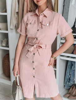 LOVE ME MIDI midi košeľové šaty ružové FashionStreet EY2593