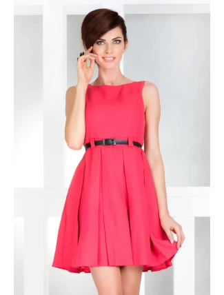 Dámske spoločenské šaty NUMOCO s opaskom stredne dlhé ružové - Ružová / XL - Numoco Dámske spoločenské šaty NUMOCO s opaskom stredne dlhé ružové - Ružová / XL - Numoco