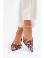 Dámske lodičky na podpätku 8338-302 Gold Mixed Colours - DAY-VINE Shoes