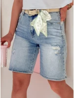 Dámske džínsové šortky s opaskom SHORTIVA modré FashionStreet SY0476