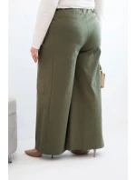 Dámske Plus veľkosť široké nohavice so skladaním Khaki