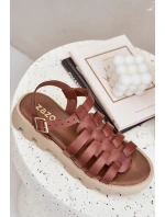 Skórzane Sandały Damskie Zazoo 3695 Brązowe