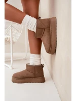 Śniegowce Damskie Na Platformie Ocieplane Futerkiem Khaki Vesirae