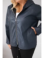 Dámska bunda vo veľkosti Plus Size s kapucňou a nastaviteľným spodným lemom, modrá