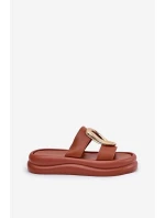 Klapki Damskie Na Platformie Ze Złotym Detalem Camel Ularinea