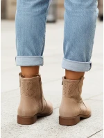 Dámske semišové ažurové topánky béžovej farby FashionStreet ZY1344