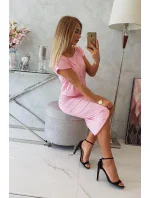 Svetloružové asymetrické šaty
