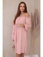 Španielske šaty s ozdobnými rukávmi tmavo púdrovo ružové Španielske šaty s ozdobnými rukávmi tmavo púdrovo ružové