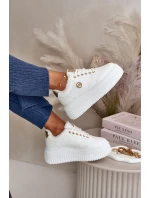 Sneakersy Buty Sportowe Damskie Ocieplane Na Masywnej Podeszwie Białe Ardiela