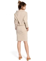B032 Šaty s kimonovými rukávmi - béžové