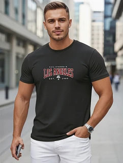 Pánske bavlnené tričko s nápisom, čierne, FashionStreet NX5136R