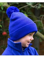Result Headwear RC 028J Detská pletená čiapka s bambulou 28.028J fľaškovozelená