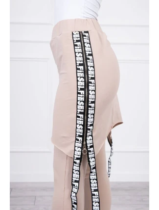 Nohavice/oblek s nápisom selfie beige