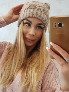 Fleecová čiapka Sylwia K244 tmavo béžová