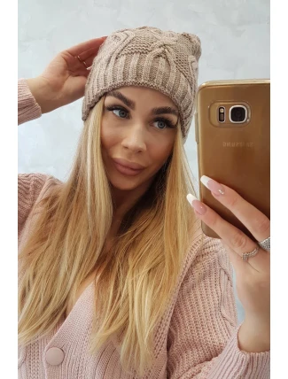 Fleecová čiapka Sylwia K244 tmavo béžová