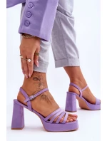Damskie Zamszowe Sandały Na Obcasie I Platformie Fioletowe Verda