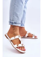 Damskie Klapki Z Dużymi Ćwiekami Białe Mercure