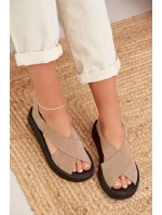 Dámské sandály Zazoo 3196 z přírodního semiše Béžové