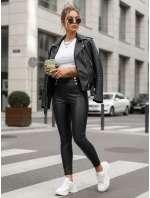 Dámske voskované legíny s vysokým pásom čierne FashionStreet UY2855