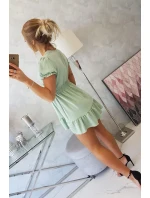 Šaty s viazaným výstrihom do V tmavo mätové