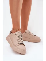 Sneakersy Damskie Z Eko Skóry Big Star RR274259 Beżowe