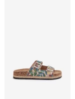Wzorzyste Klapki Damskie Na Korkowej Platformie Z Klamrami Lee Cooper LCW-25-35-3480L Multikolor