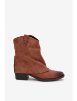 Ocieplane Botki Kowbojki Na Obcasie Camel Sylvette