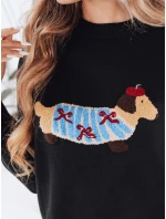 Dámsky sveter CHICPAWS s aplikáciou psa čierny FashionStreet MY2541