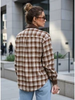 Dámska kockovaná košeľa na gombíky hnedá FashionStreet DY0486