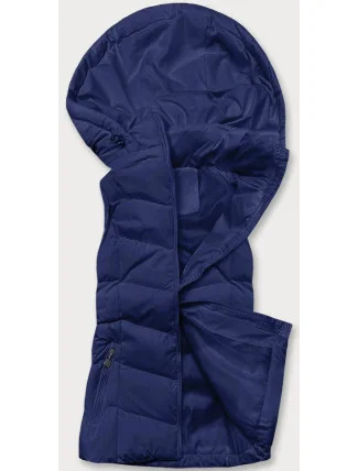 Tmavomodrá páperová dámska vesta s kapucňou (5M720-215) Tmavomodrá páperová dámska vesta s kapucňou (5M720-215)