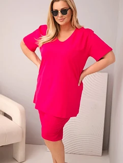 Dámsky bavlnený set s blúzkou a šortkami v nadmernej veľkosti Fuchsia