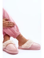 Damskie Papcie Klapki z Futerkiem Różowe Pinky