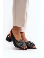 Skórzane Sandały Z Ozdobą Laura Messi 2719 Czarne