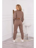 Zateplený set s krátkou mikinou mocca