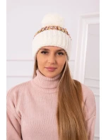 Dámska čiapka s brmbolcom Ellen K325 ecru
