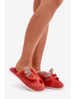 Futrzane Kapcie Damskie Z Motywem Renifera Koralowe Sennalith