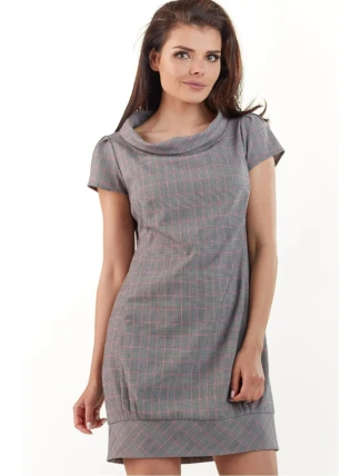 Dámske šaty A220 šedá karo - Awama
