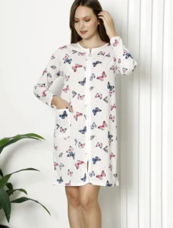 Dámsky župan K13038 biely s motýlikmi - La Penna