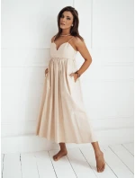 ELIENE svetlo béžové bavlnené midi šaty FashionStreet EY2443 ELIENE svetlo béžové bavlnené midi šaty FashionStreet EY2443