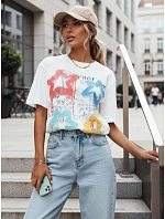 Dámske bavlnené tričko s potlačou STRELLO biele FashionStreet RY2402 Dámske bavlnené tričko s potlačou STRELLO biele FashionStreet RY2402